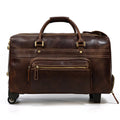 Men's Genuine Leather Retro Travel Bag, Large Capacity Business Suitcase