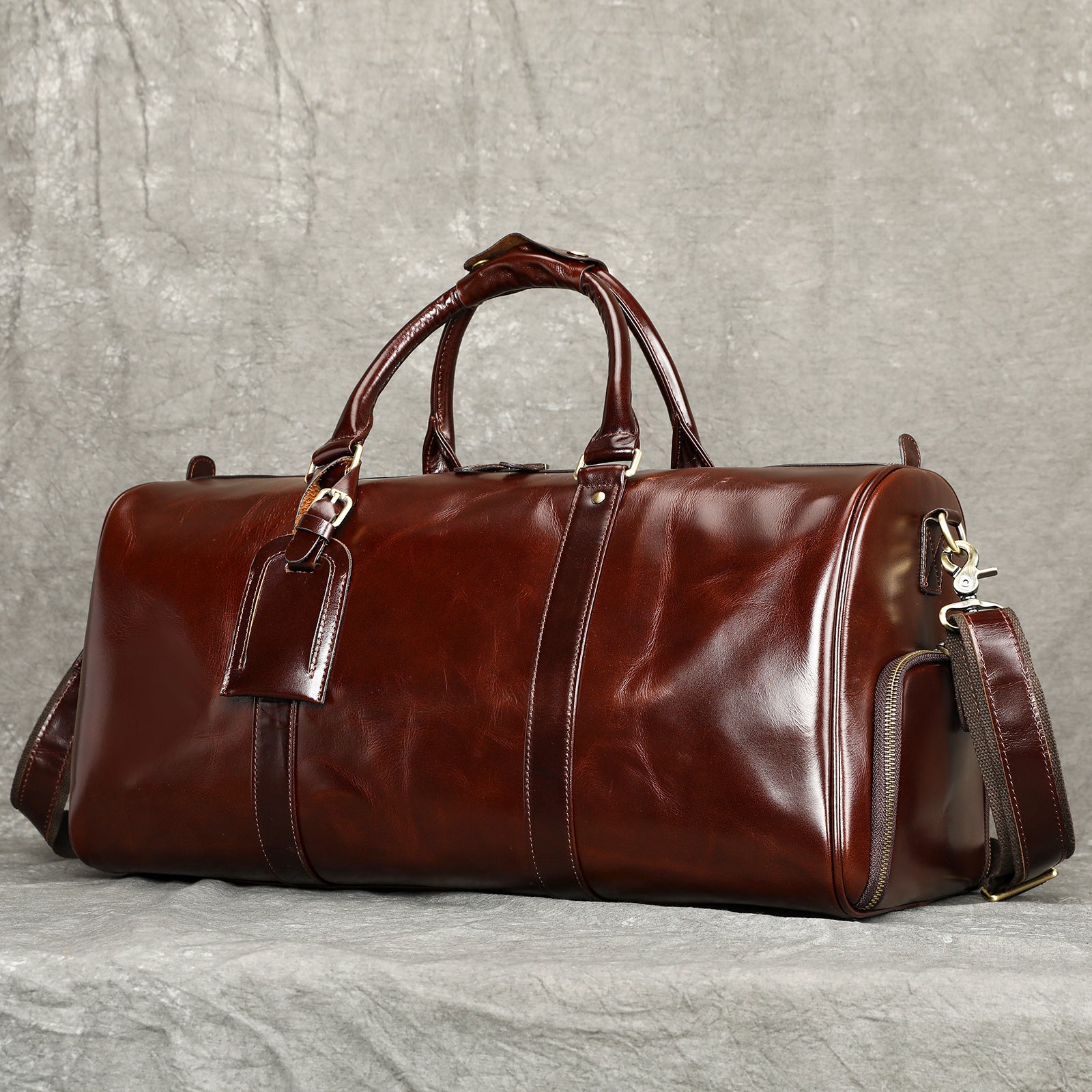 Men's Leather Travel Bag Large Capacity Cowhide Duffle Bag
